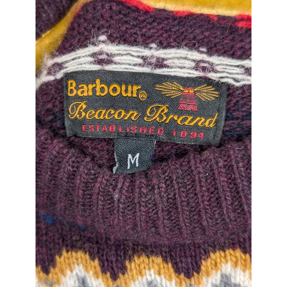 Vtg Barbour Beacon Wool Mens Fair Isle M Elbow Patches Preppy Grandpa 90s Y2K - Picture 7 of 10